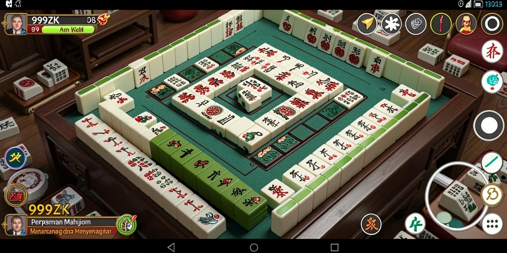 Screenshot utama dari 999ZK menampilkan gameplay Mahjong yang seru.