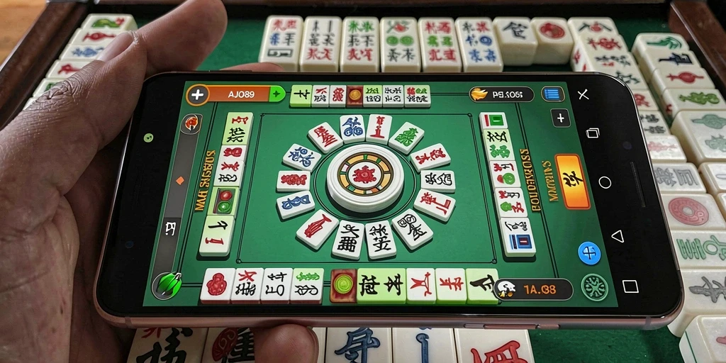 Screenshot AJO89 yang menunjukkan aksi permainan Mahjong yang seru.