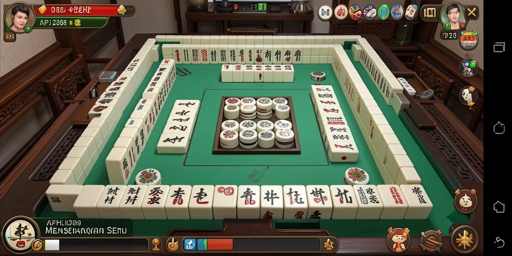 Screenshot permainan menunjukkan grafis Mahjong yang menawan.