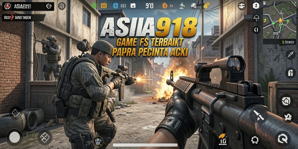 Tampilan screenshot gameplay menegangkan dari ASIA918 yang penuh aksi FPS.
