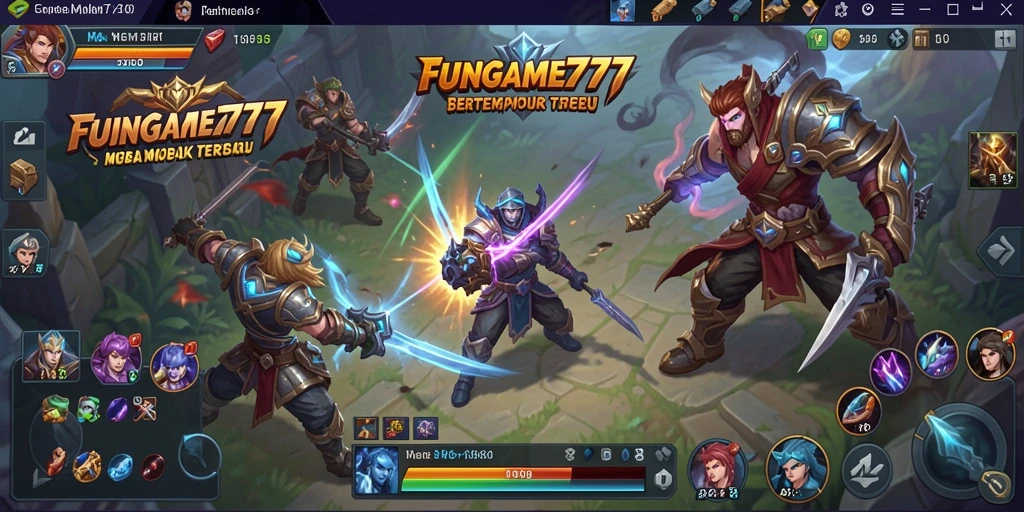Tampilan gameplay menarik dari FUNGAME777 dengan aksi MOBA seru.