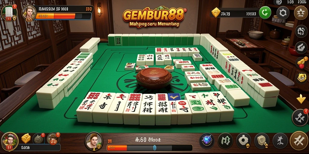 Tampilan menarik dari gameplay Mahjong di GEMBUR88.