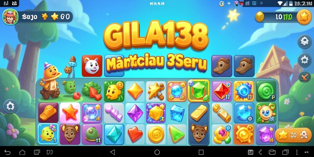 Tangkapan layar GILA138 yang menampilkan gameplay Match-3 yang seru.