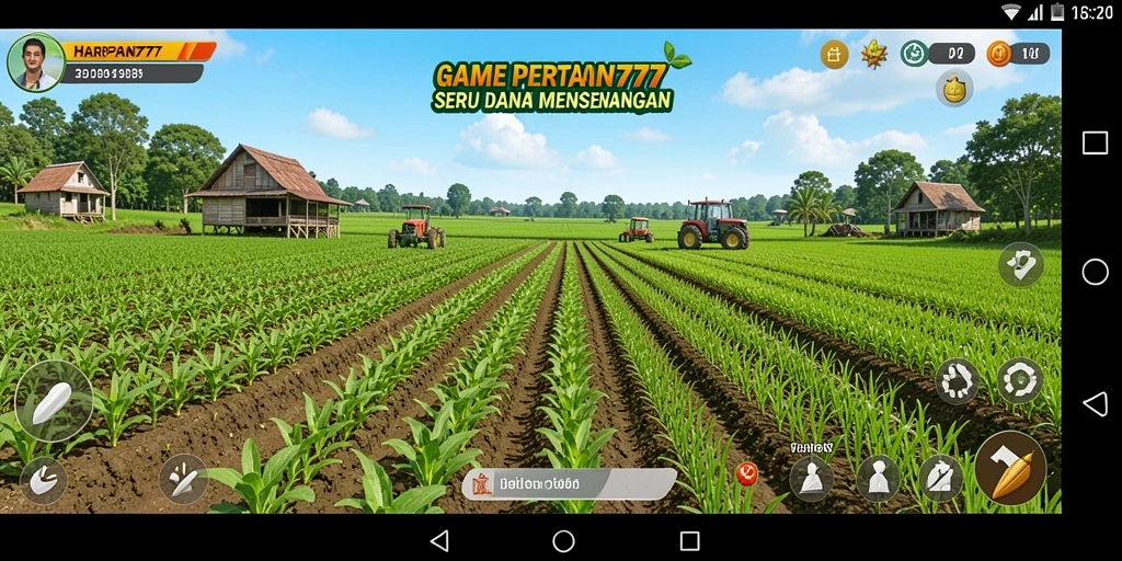 Tampilan gameplay HARAPAN777 menampilkan lahan pertanian yang subur dan interaksi pemain.