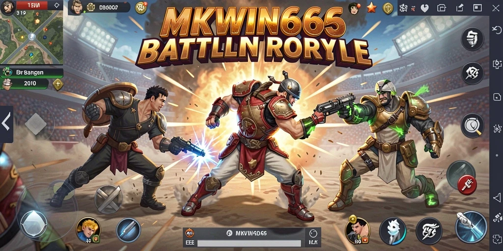 Gameplay seru dalam MKWIN666 saat bertempur di arena Battle Royale.
