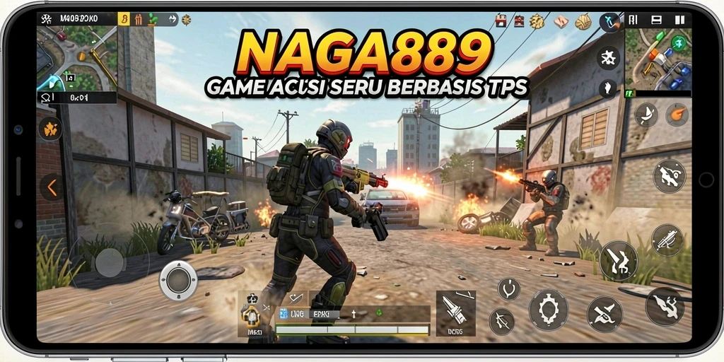 Screenshot NAGA889 menampilkan aksi intens dalam pertempuran TPS.