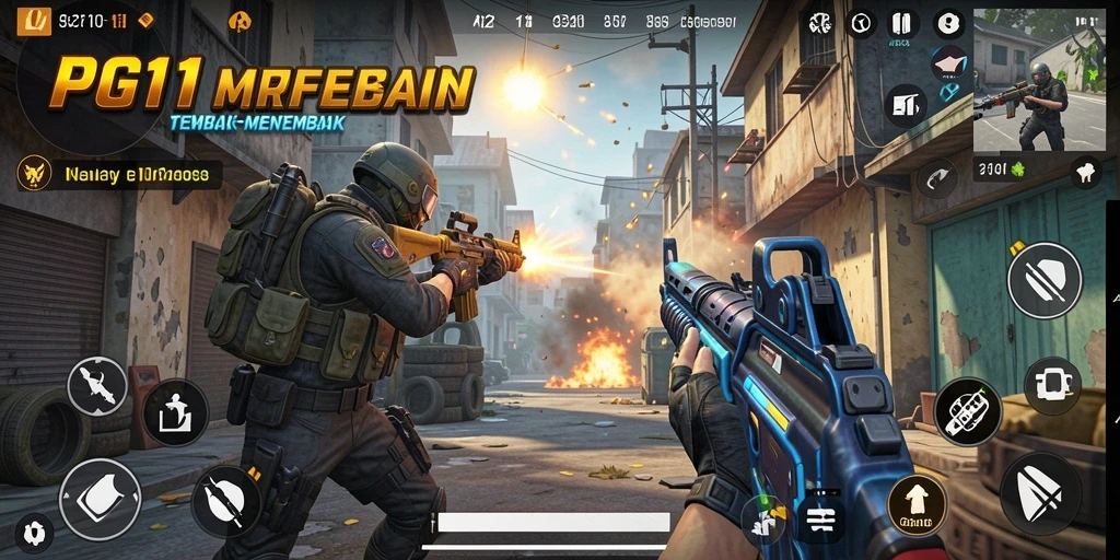 Tangkapan layar gameplay PG11 menampilkan aksi menembak yang mendebarkan.