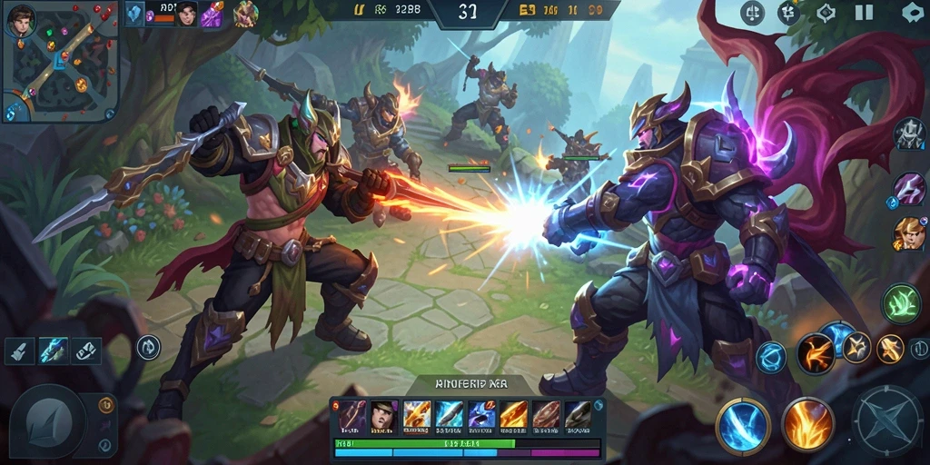 Screenshot utama RP62RP menampilkan aksi seru gameplay MOBA.