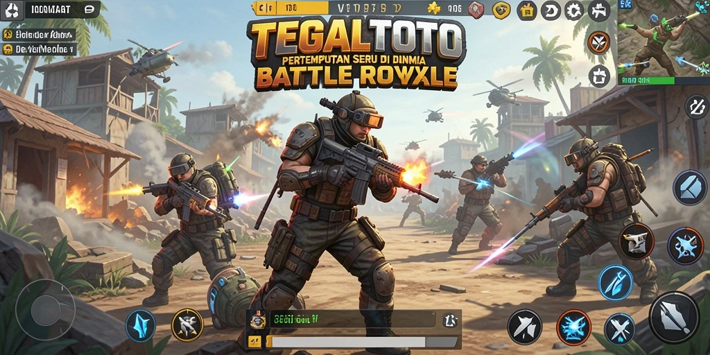 Tampilan gameplay TEGALTOTO yang menegangkan dalam pertempuran Battle Royale.