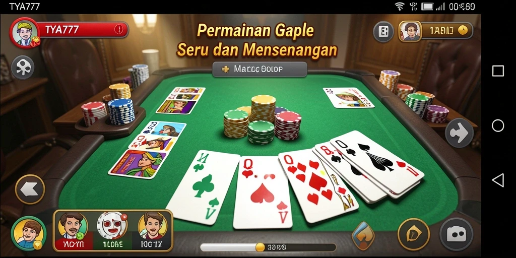 Screenshot TYA777 menampilkan gameplay Gaple yang seru dan interaktif.